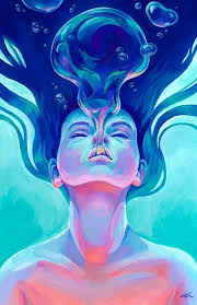 Girl Underwater Drawing Sketch Girl Underwater Drawing In 2020 Art Painting Poster Color Painting Water Art