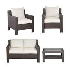 Hampton Bay Beverly 4 Piece Deep Patio Seating Set With Bare Cushions 55 910233 At The Home Depot 596 Deep Seating Patio Seating Outdoor Lounge Furniture