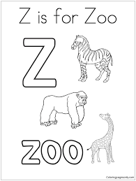 These colouring pages make a great project for letter of the week or to accompany an animal theme unit. Letter Z Is For Zoo Coloring Pages Alphabet Coloring Pages Coloring Pages For Kids And Adults