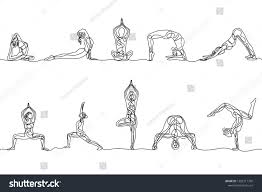 Continuous Line Drawing Yoga Woman Poses Set Of Woman Doing In Different Yoga Poses Line Drawing Continuous Line Drawing Drawing Set