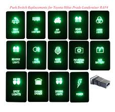 Green Led Light Bar Power Car Push Button Switch 12v 3a For Toyota Hilux Gun Prado 150 200 Rav4 Landcruiser Plug Wire Car Switches Relays Aliexpress