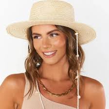 New Lack Of Color Seashells Straw Boater Hat Size Small