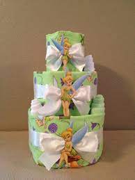 Tinker Bell Baby Girl Diaper Cake By Ressellcustombaby On Etsy 59 00 Baby Girl Diaper Cake Fairy Baby Showers Baby Shower Diaper Cake