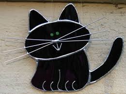 Chat Noir De Verre Tache Etsy Stained Glass Stained Glass Ornaments Stained Glass Suncatchers