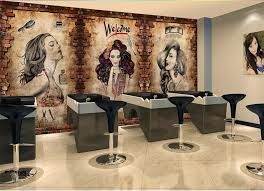 Vintage Barber Shop Mural Wallpaper Hair Salon Hairstyle Center Industrial Decor Cement Wall Brick Wall Background Wall Mural Wallpaper Adhesive Wall Art Mural