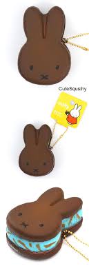 Squishy Coniglietto Miffy Marrone Scuro Ripieno Blu Per Borsa