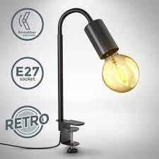 Led klemmleuchte bett leselampe kleine schreibtischlampe klemmlampe clip tischlampe 6w schwarz mit 2 lichtfarben: Led Klemmleuchte Vintage Leselampe Flexibel Tischlampe Retro Bett Schwarz E27