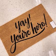 1 6 X2 6 Yay You Re Here Coir Doormat Black Beige Threshold In 2020 Coir Doormat Door Mat Coir