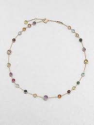 Marco Bicego Semi Precious Multi Stone 18k Gold Station Necklace Precious Stone Jewelry Agate Jewelry Semiprecious Stone Jewelry