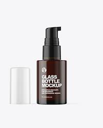 Download Dark Amber Cosmetic Bottle With Pump Mockup In Bottle Mockups On Yellow Images Object Mockups