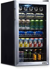 Danby dbc120bls is the ideal decision for the this is a single zone beer fridge for garage and you can without much of a stretch change the temperature with the digital touch control panel. Amazon Com Newair Beverage Refrigerator Cooler With 126 Can Capacity Mini Bar Beer Fridge With Right Hinge Glass Door Cools To 34f Ab 1200 Stainless Steel Appliances