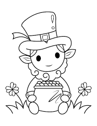 Sometimes a brand new box of crayons will have the same glow as the pot of gold in this free coloring page! Printable Leprechaun With Pot Of Gold Coloring Page