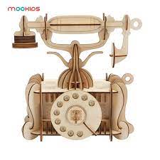 The assembling of mechanical models requires spatial, tactile, and motor skills. By Mookids Telephone 3d Wooden Puzzle In Australia