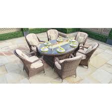 And one of our customers' most popular choices for outdoor seating is our range of rattan garden furniture. Rattan 6 Seat Outdoor Oval Gas Fire Pit Dining Set Viva Amors Viva Amors
