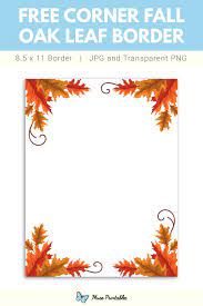 Free Printable Corner Fall Oak Leaf Border Leaf Border A4 Size Paper Border Design A4 Size Paper Border Design Printable