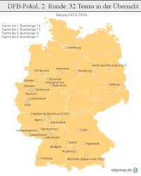 Es wird unterschieden nach vereinen welche sich noch im wettbewerb befinden bzw. Dfb Pokal 2 Runde 32 Teams In Der Ubersicht Von Tagblatt Landkarte Fur Deutschland