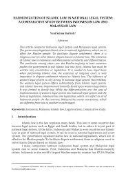 Pengenalan kepada sistem perundangan malaysia. Pdf Harmonization Of Islamic Law In National Legal System A Comparative Study Between Indonesian Law And Malaysian Law