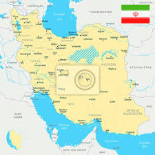 Iran's landscape is dominated by rugged mountain ranges that separate various the iranian climate is mostly arid or semiarid, though subtropical along the caspian coast. Iran Karte Ausfuhrliche Vektor Illustration Fototapete Fototapeten Hauptstadt Computer Symbol Politischen Myloview De