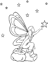 Groot aanbod kleurplaten voor jong en oud. Absolute1 Net Free Coloring Page Of Faerie Reaching For The Stars Gratis Kleurplaat Van Elfje Met Sterren