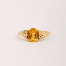 Saffron Exclusive Vintage 14ct Gold Citrine Diamond Ring Fashion Rings Boho Diamond Ring Rings