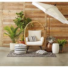 better homes and gardens ventura boho stationary wicker egg chair with cream cushions walmart com walmart home decor better homes and gardens patio decor
