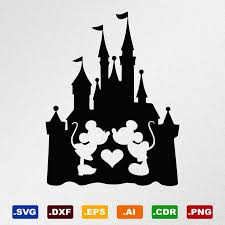 Disney Castle Mickey And Minnie Kissing Svg Dxf Eps Ai Etsy In 2020 Disney Font Free Disney Silhouette Disney Silhouettes