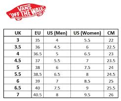 Size Chart Vans Japan Bedowntowndaytona Com