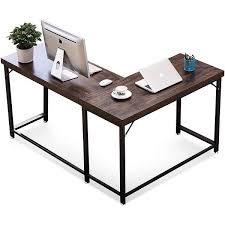 Corner writing desk multiple finishes. L Shaped Mixed Material Mid Century Corner Office Desk