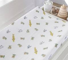 It's transparent so you can just put without table cloth under it or with table cloth too. Star Wars Muslin Changing Pad Cover Changing Table Pad Pottery Barn Kids