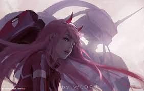 Darling in the franxx, zero two x hiro, romance, couple, profile view. Hd Wallpaper Anime Girls Darling In The Franxx Wlop Zero Two Darling In The Franxx Wallpaper Flare