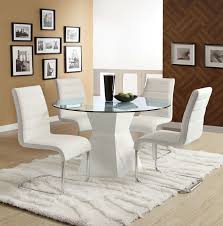 Cm8371t Mauna White Glass Round Dining Table 4 Chairs Glass Top Dining Table Round Dining Room Glass Round Dining Table
