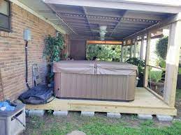 By ed hayne & michael watson. There Are Approx 60 Concrete Blocks Under The Hot Tub With 2x 6 Framing On 1ft Centers To Hold The 3 000 Lb W Hot Tub Patio Patio Deck Designs Patio Hot Tub