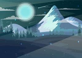 Gambar pemandangan gunung kartun berwarna. Pemandangan Gunung Menggambar Kartun Berwarna Adegan Cahaya Bulan Eps Ai Uidownload