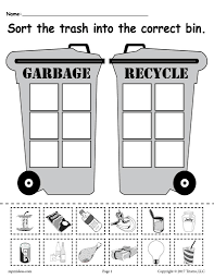 Sorting Trash Earth Day Recycling Worksheets 4 Printable Versions Recycling Activities Earth Day Worksheets Recycling
