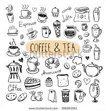 Cute Doodle Coffee Shop Icons Vector Outline Coffee And Tea Drawings For Cafe Menu Simple Doodles Coffee Doodle Coffee Drawing