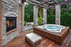 While you will still need to enlist the services of a landscape professional, general contractor, or pool builder, the hot tub project should take less time than a pool. 75 Awesome Backyard Hot Tub Designs Digsdigs