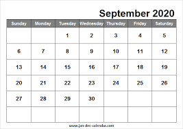 Calendar September 2020 Template September Calendar Printable December Calendar December Calendar
