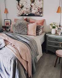 Bedroom ideas grey and blush pink. Blush Pink And Grey Bedroom With Copper Accessories Ourchichome Small Bedroom Decor Small Bedroom Bedroom Decor