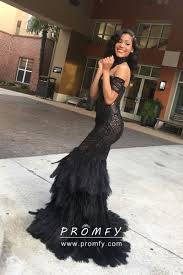 Black Sequin Feather Off The Shoulder Prom Dress Black Girl Prom Dresses Prom Girl Dresses Feather Prom Dress