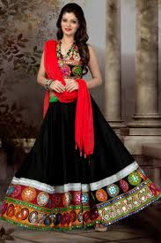 Black Color Chiffon Cotton Chaniya Choli Lehenga Navratri Choli Designs Afghan Dresses Garba Dress