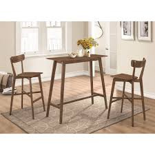 We recently adapted our counter height chair for a hong kong based client who asked if we could create a version of our with attached footrest. Coaster 101436 Mid Century Modern Bar Height Table And Stools Curley S Furniture Store Des Moines Iowa