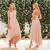 Knee Length Peach Dress For Wedding Guest