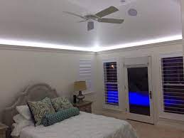 The channels easily install with a mounting extrusion, and can have either dry wall mud or paint applied for an added accent. Foam Crown Molding With Led Lighting In A Bedroom Foam Crown Molding Crown Molding Lights Crown Molding Vaulted Ceiling