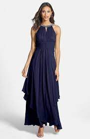 Eliza J Embellished Tiered Chiffon Halter Gown Elegant Maxi Dress Evening Dresses Chiffon Gown