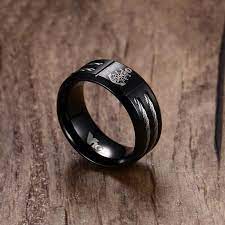 Men S Casual Style Cool Black Stainless Steel All Compatible Ring Junaizo Com Rings For Men Rings Cool Mens Jewelry
