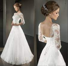 2016 Spring A Line Wedding Dresses Half Sleeve Open Back Corset Bridal Gowns Half Sleeve Wedding Dress Wedding Dresses Ebay Wedding Dresses Lace