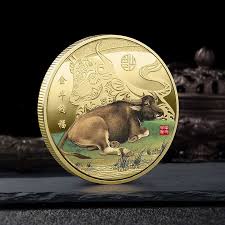 2021 Year Of The Ox Commemorative Coin Color Good Luck Gold Coin Lucky Chinese Souvenir Collectible Coin Gif In 2020 Commemorative Coins Gold Coins Coin Collecting