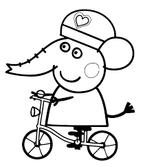 Select from 33017 printable coloring pages of cartoons animals nature bible and many more. Peppa Pig Emily Elephant In Bicycle With Helmet