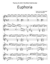 Bts방탄소년단 Euphoria Piano Cover Sheet Printable Etsy Flute Sheet Music Piano Sheet Music Piano Sheet