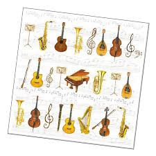 Set of golden toy brass wind orchestra instruments: Orchestra Instruments Paper Luncheon Napkins Napkins2go